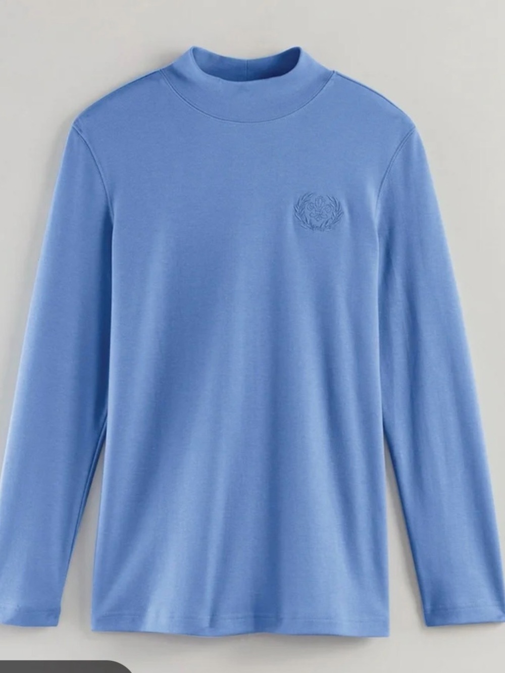 Light Blue Blair Long Sleeve Mock Neck Top.